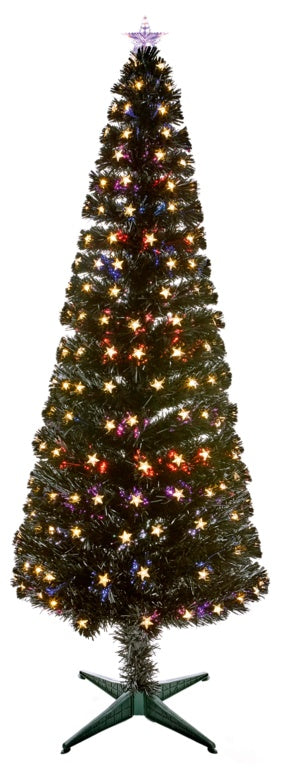 Premier Slim Black Fibre Optic Tree Warm White LED Star