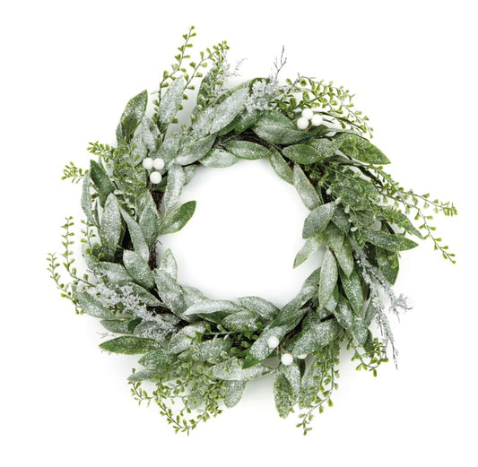 Premier Frosted Eucalyptus Wreath White Berries