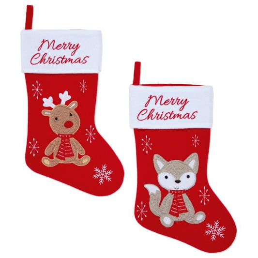 Premier Red Reindeer or Fox Merry Xmas Stocking