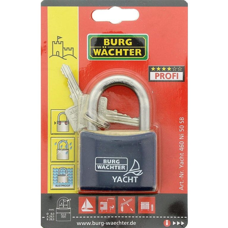 Burg-Wächter Stainless Steel Shackle Yacht Padlock