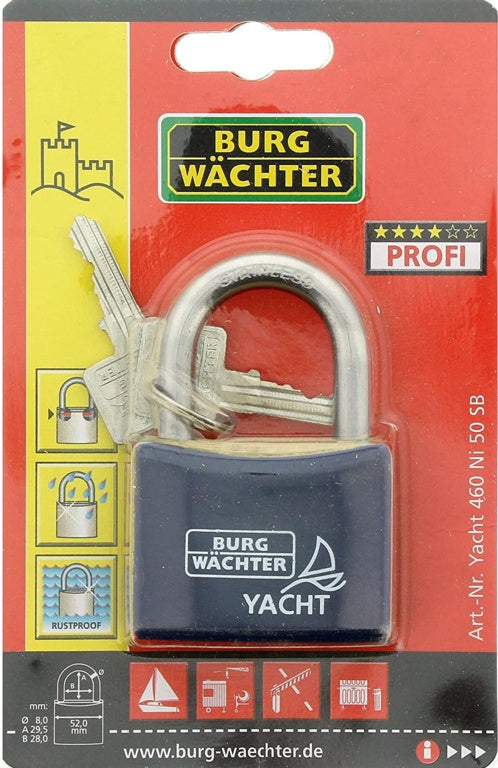 Cadenas pour yacht à anse en acier inoxydable Burg-Wächter 50 mm