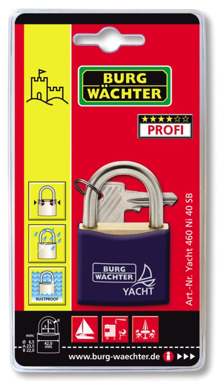 Burg-Wächter Stainless Steel Shackle Yacht Padlock