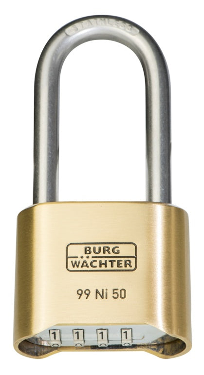 Cadenas combiné en laiton à tige longue Burg-Wächter 4 D