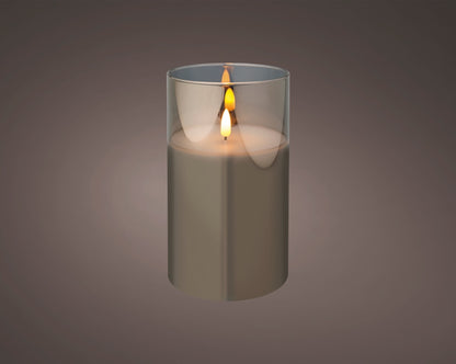 Kaemingk LED Wax Candle In Glass White 7.5x17.5