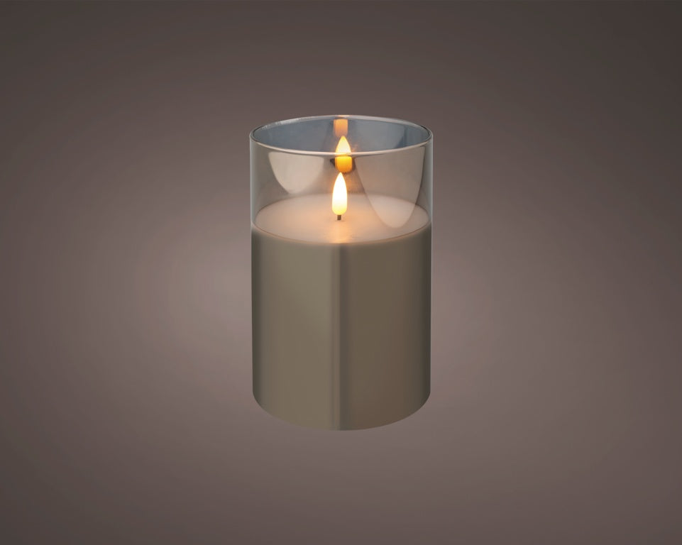 Kaemingk LED Wax Candle In Glass White 10x15