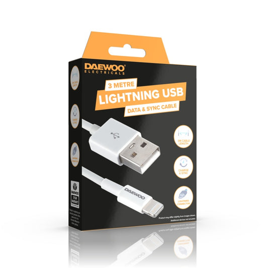 Câble Lightning USB-A vers 8 broches Daewoo 3 m