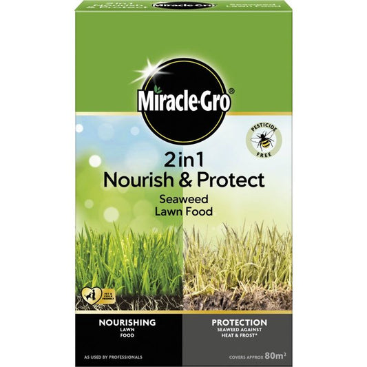 Miracle-Gro® 2 en 1 Nutre y protege el alimento para césped con algas marinas