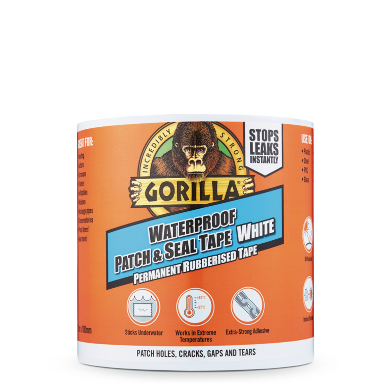 Cinta adhesiva y parche impermeable Gorilla Glue blanca