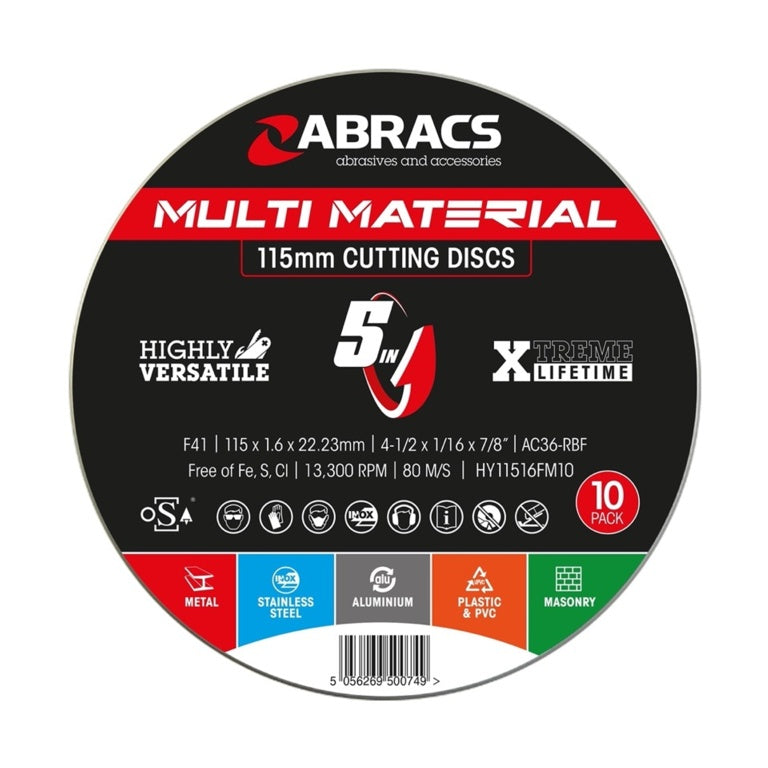 Abracs Multi Material 5 in 1 Flt Metal Cutting Disc Tin 10