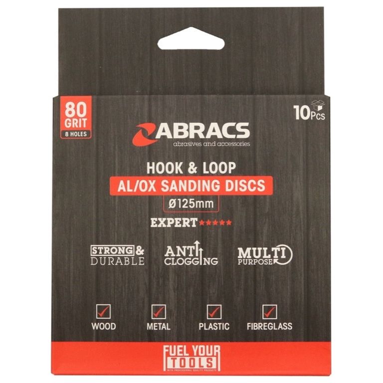 Abracs Paquete de discos de gancho y bucle, grano 125 x 120, 10