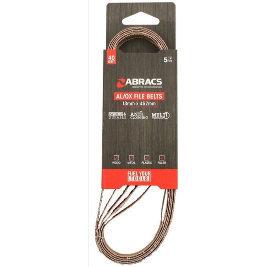 Cinturones Abracs AL/OX para limas, 13 mm x 457 mm, paquete de 5