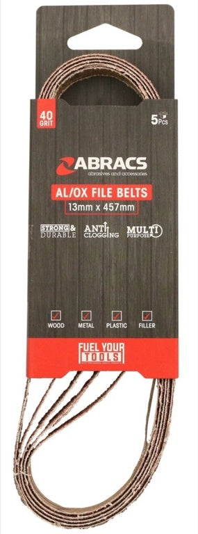 Abracs AL/OX File Belts 13mm x 457mm Pack 5