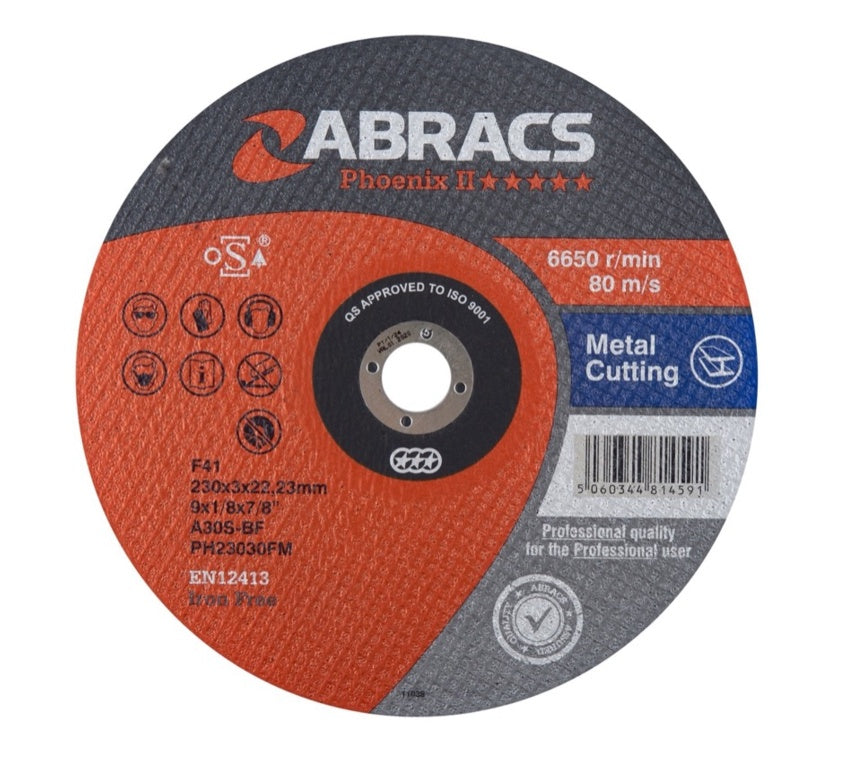 Abracs Phoenix Flat Metal Cutting Disc 230 x 3 x 22mm