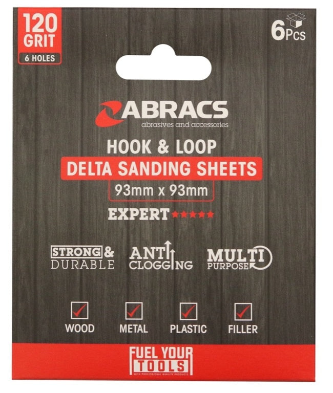 Abracs Hook & Loop Delta Sanding Sheets Pack 6