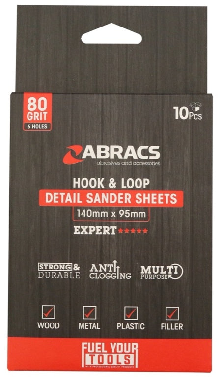 Abracs Feuilles abrasives à crochets et boucles 95 x 145 80 g Medium