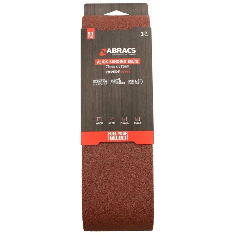 Abracs AL/OX Sanding Belt 75mm x 533mm 80 Grit