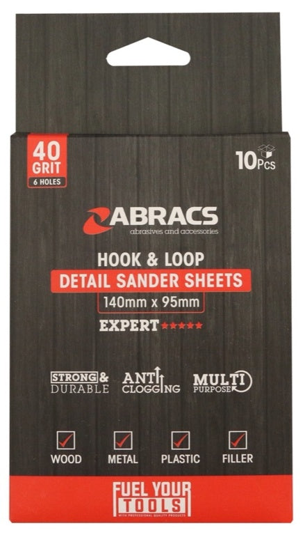 Abracs Hojas de Lija con Detalle de Gancho y Bucle 95 x 140 40 g Grueso