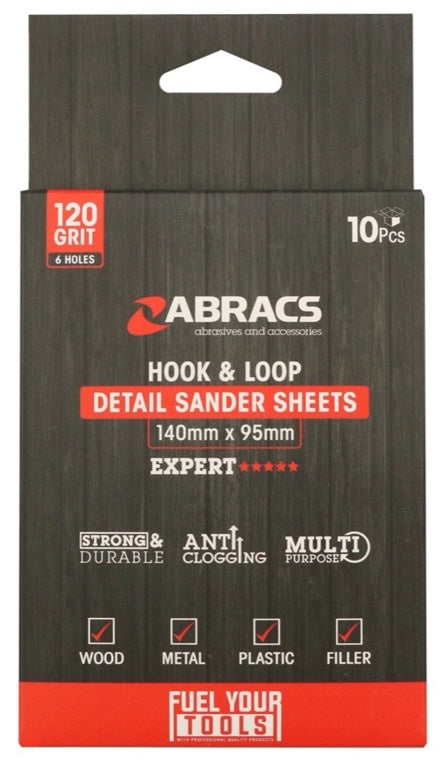 Abracs Feuilles abrasives à crochets et boucles 95 x 145 120 g fines