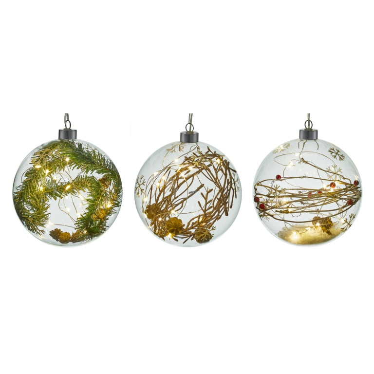 Premier Lit Glass Bauble Warm White 15 LED