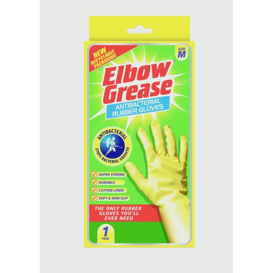 Elbow Grease Anti-Bacteria Rubber Gloves Medium