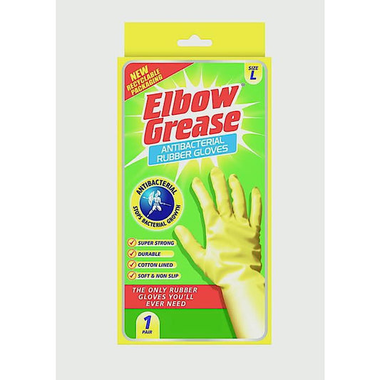 Elbow Grease Anti-Bacteria Rubber Gloves Large
