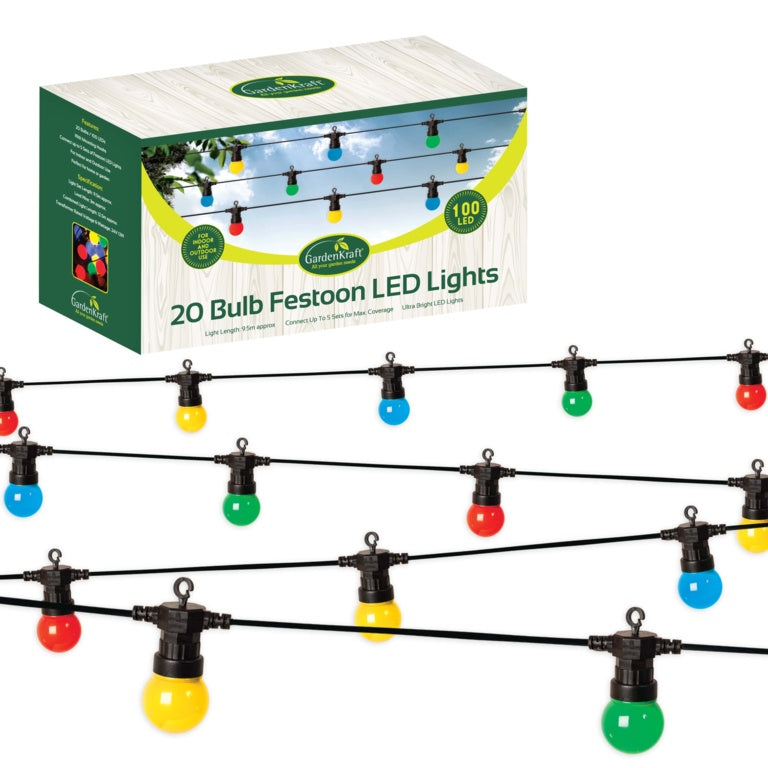 GardenKraft 20 Connectable Bulb String Light