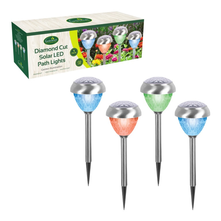 GardenKraft Stainless Steel Colour Change Solar Lights