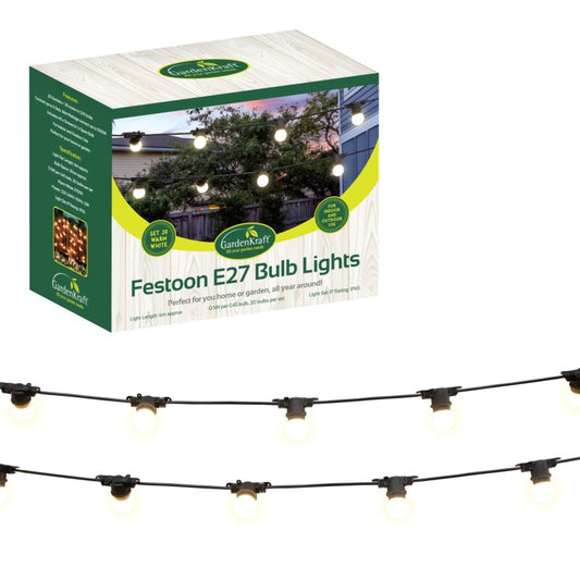 GardenKraft 6m E27 20 Bulb Festoon Lights