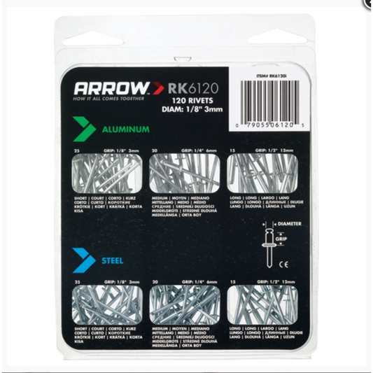Arrow Rivets Assortis Pack 120