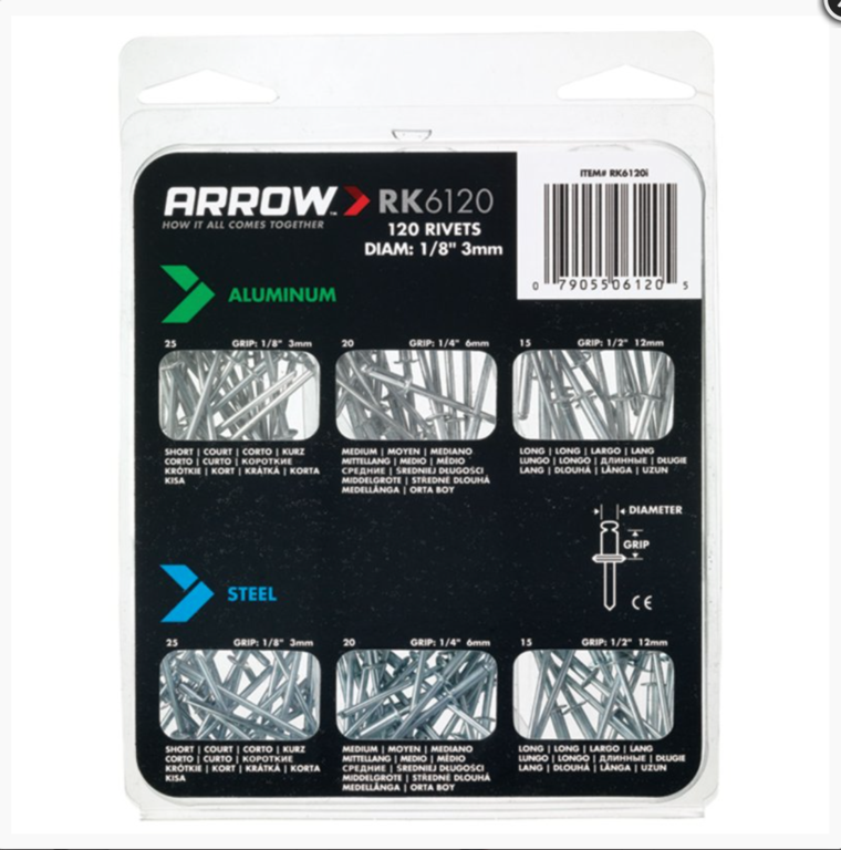 Arrow Rivets Assortis Pack 120