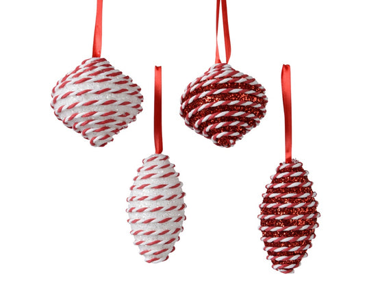 Kaemingk Bauble Foam Glitter Red/White