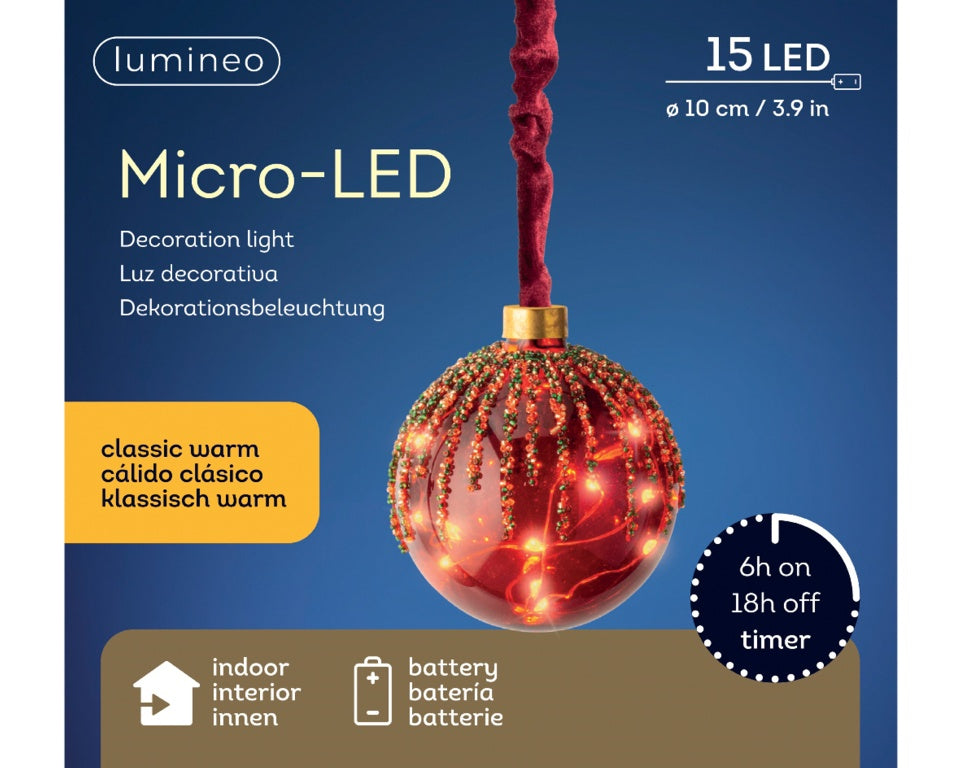 Lumineo Micro LED Ball Christmas Red