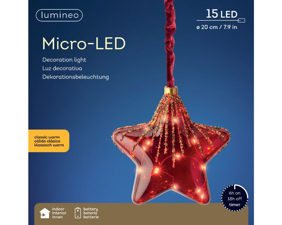 Lumineo Micro LED Star Christmas Red