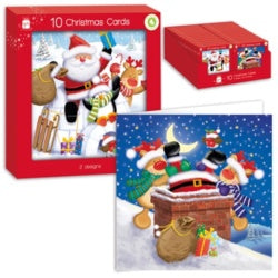 Ig Design Square Fluffy Santa & Friend Cards