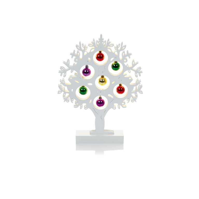 Premier White Wood Tree With Bauble & Warm White LEDs