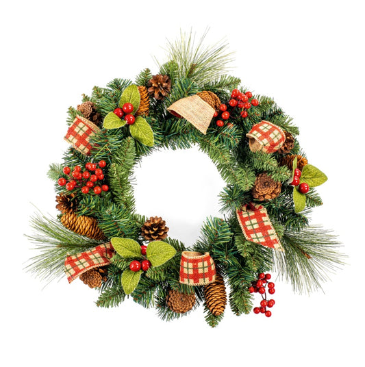 Premier Natural Berry Wreath With Ribbon