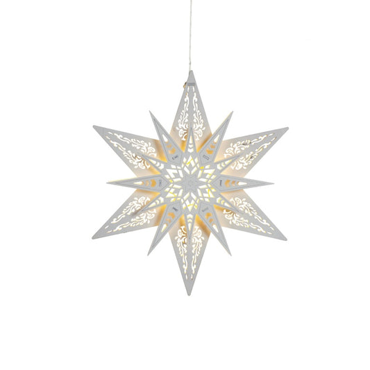 Premier White Wood Star With Warm White LEDs