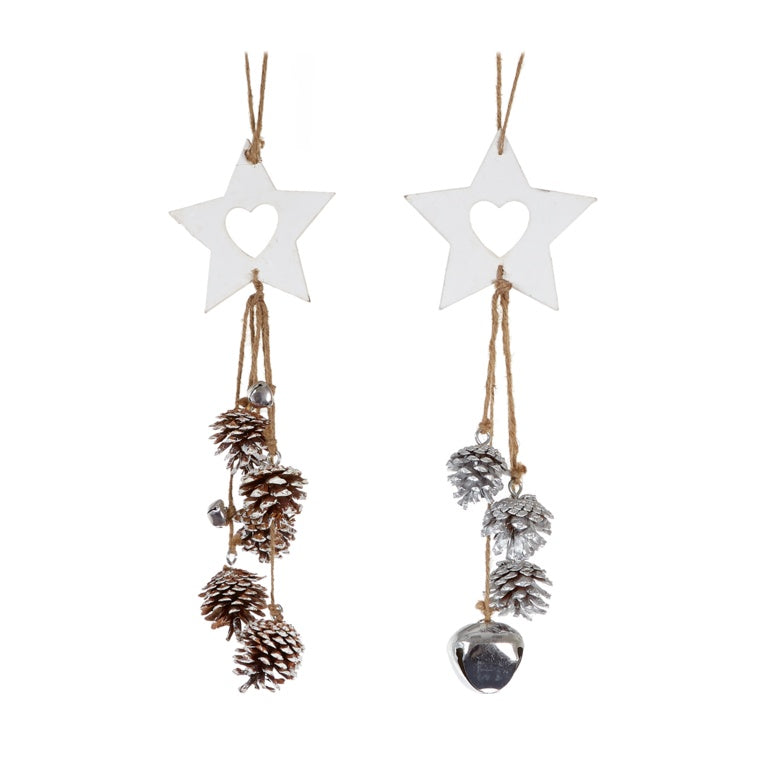 Premier Pine Cone Silver Bell Tassel Star