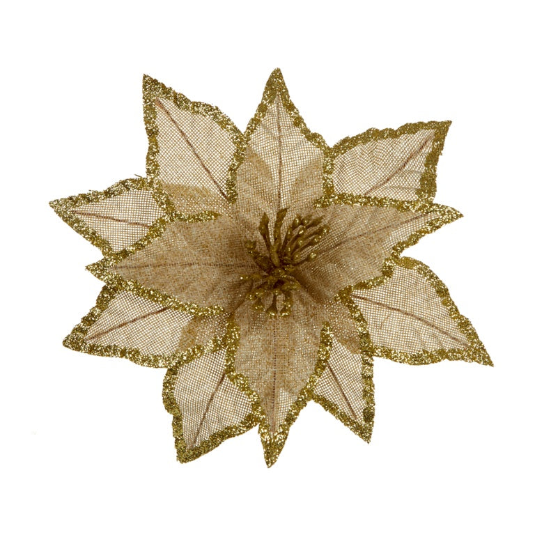 Premier Jute Glitter Poinsettia With Clip