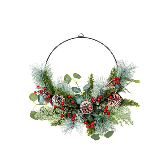 Premier Berry Cone Half Wreath Eucalyptus