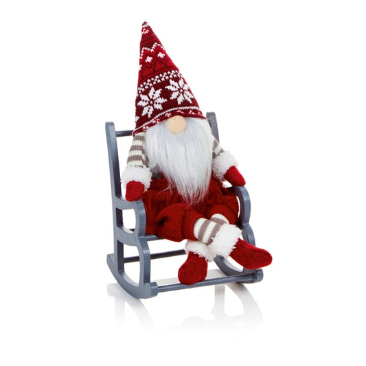 Premier Red Gnome On Grey Rocking Chair