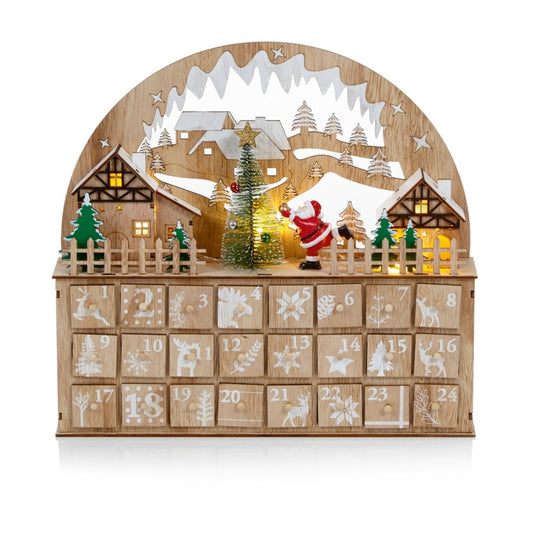 Premier Lit Wooden Advent Santa Scene Calendar