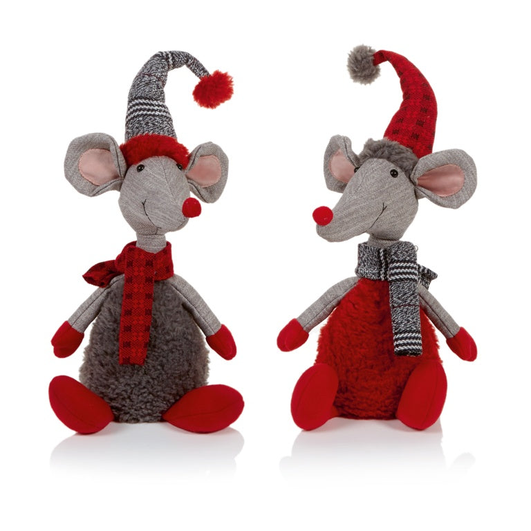 Premier Red & Grey Sitting Mouse 2 Assorted