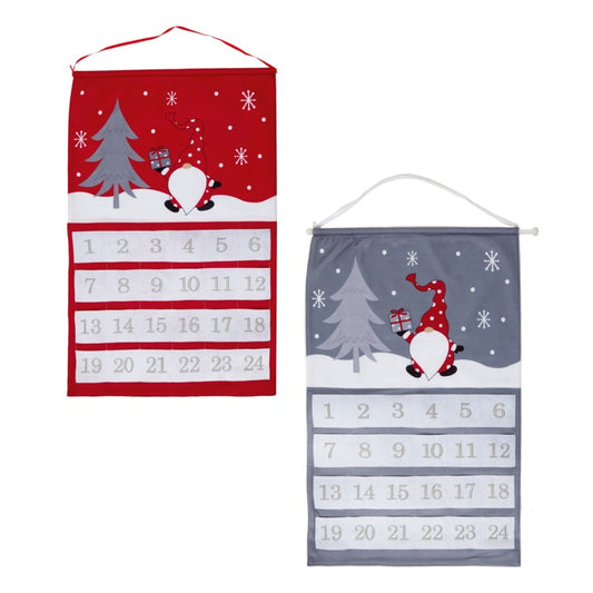 Premier Embroidered Gnome Advent Grey & Red