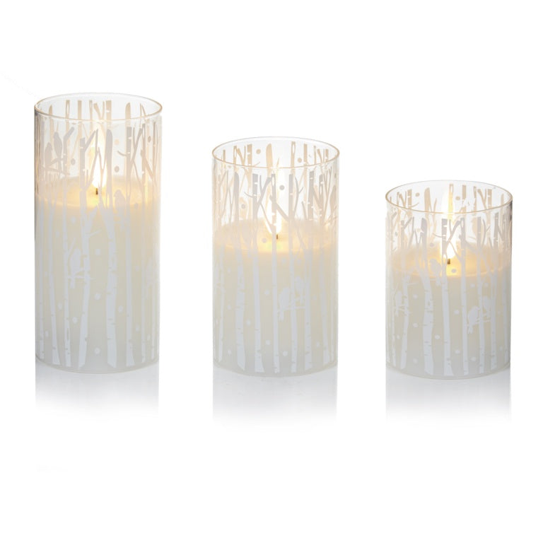 Premier Printed Glass Candles Woodland White