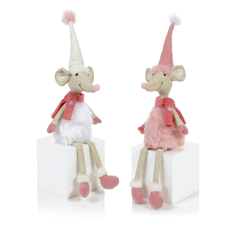 Premier Pink & White Mouse With Dangly Legs