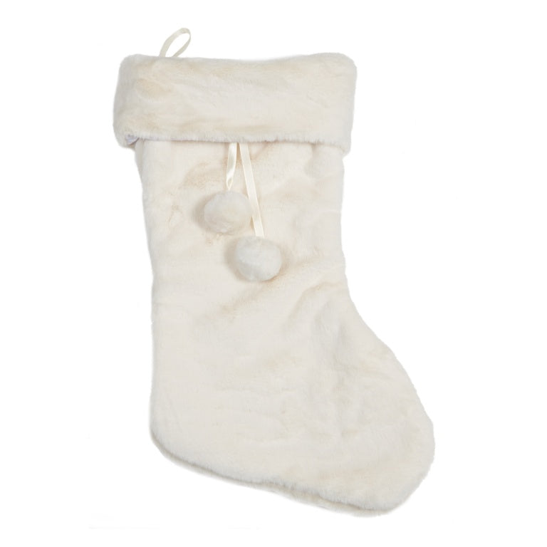 Premier Winter White Faux Fur Pom Pom Stocking