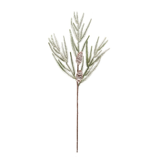 Premier Flocked Long Pine Stem With Cones