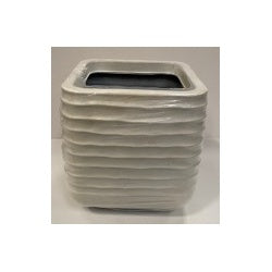 Kaemingk Jamie Plastic Square Planter Off White