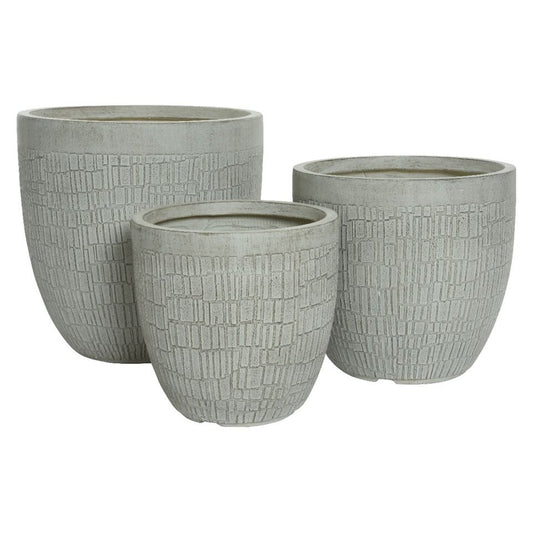 Kaemingk Dean Round Planter Fibre Clay